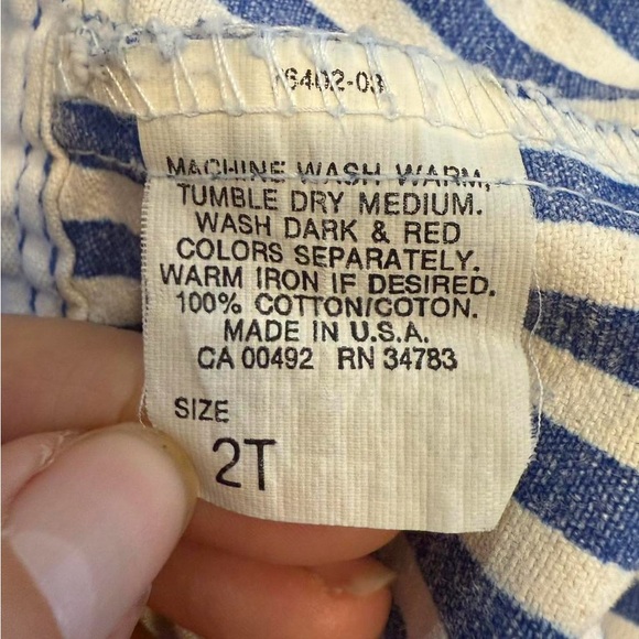 Vintage Lee Toddler 2T Railroad Stripe Denim Short Overalls – Made in USA - Picture 6 of 6